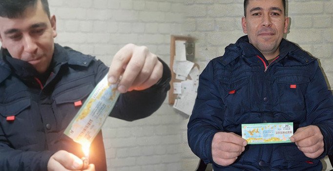 Asgari ücrete çalışan işçi, 20 bin lira çıkan piyango biletini 'haram' diyerek yaktı