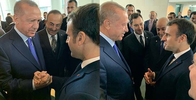 Erdoğan ile Macron Berlin'de bir araya geldi