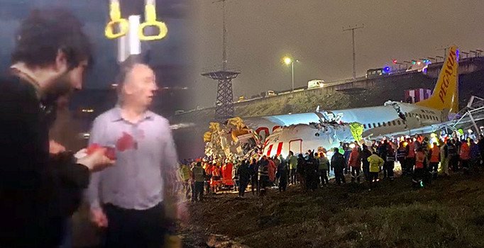 Pistten çıkan uçaktan tahliye edilen yolcuların yaşadığı panik kamerada