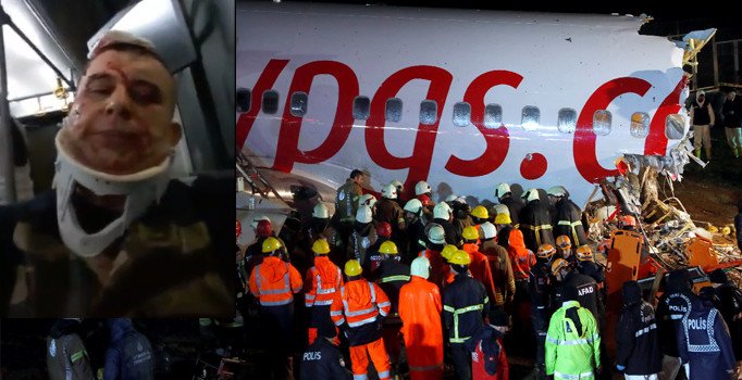 Sabiha Gökçen'deki kazanın ardından yaralıları otobüsle taşıdılar