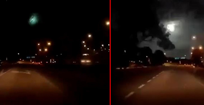 Malezya'da meteorun düşme anı araç kamerasında