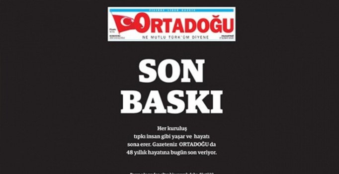 Ortadoğu gazetesi yayın hayatına son verdi