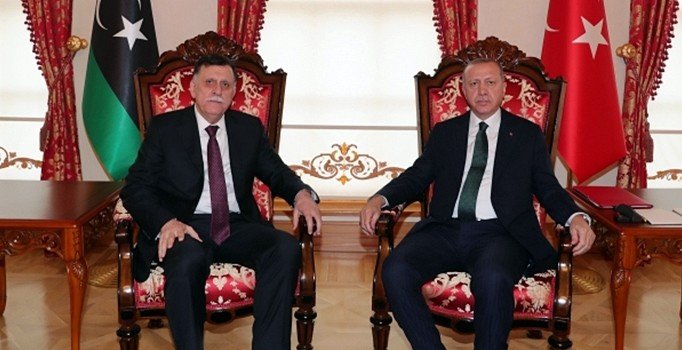 Cumhurbaşkanı Erdoğan, Libya Başbakanı Serrac ile Dolmabahçe'de görüştü