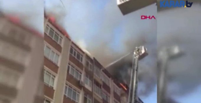 Güngören'de 6 katlı bina alev alev yandı
