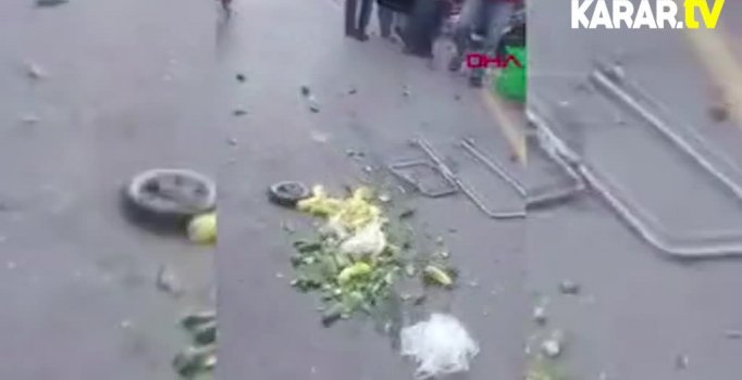 Fren yerine gaza bastı, pazara daldı