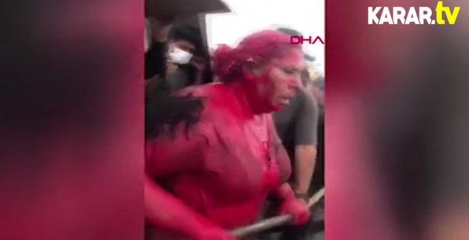 Üzerine boya döküp sokakta yürüttüler