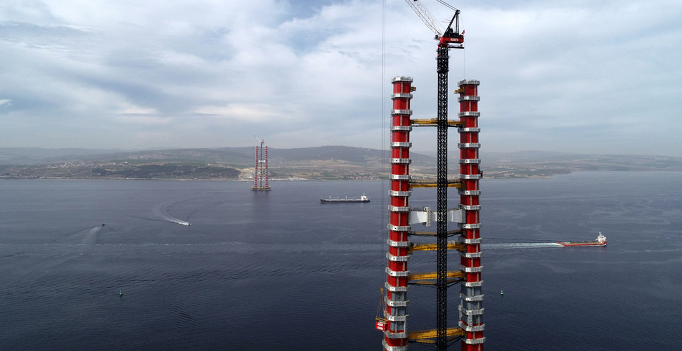 1915 Çanakkale Köprüsü kulelerinde 207 metreye ulaşıldı