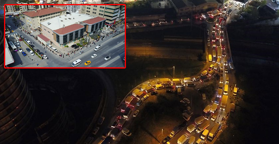 Yasakların kalkmasının ardından Esenyurt ve Bayrampaşa'da dikkat çeken kuyruklar