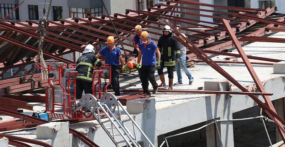 Spor salonu inşaatında korkunç ölüm: 1 işçi öldü, 1'i yaralı
