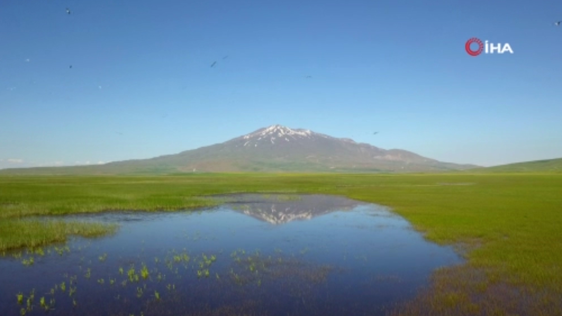 Kuş Cenneti Cil Gölü’nün havadan görüntüsü hayran bırakıyor