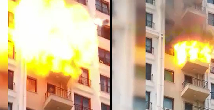 Esenler'de korku anları: Klima bomba gibi patladı