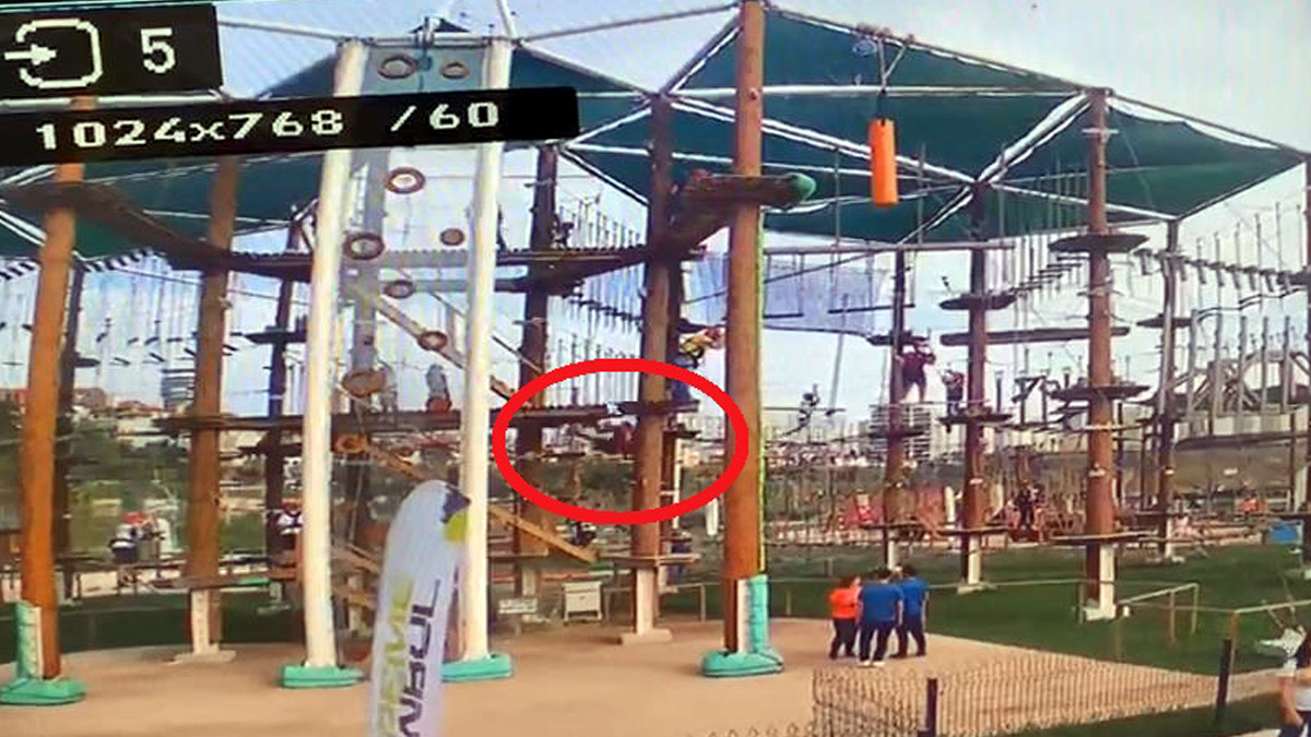 Parktaki çocuk 5 metre yükseklikten aşağı böyle düştü