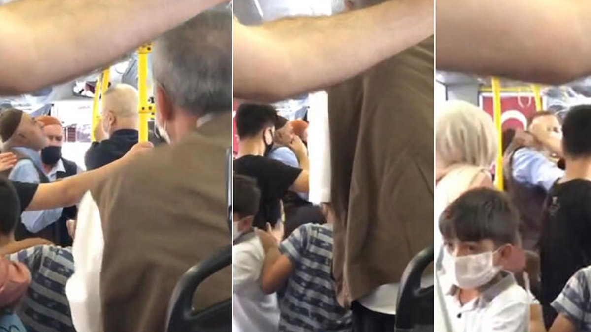 Halk otobüsünde şaşırtan maske kavgası: Kadın tokat attı yaşlı adam tükürdü