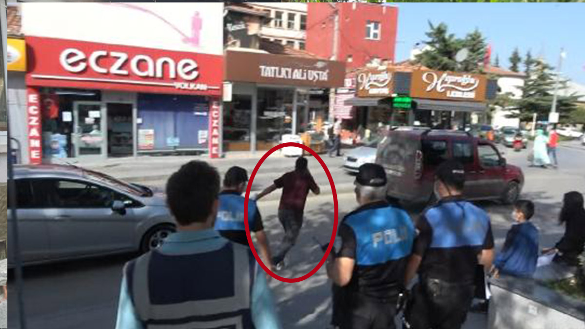 Çorum'da maskesiz vatandaş ceza yememek için böyle kaçtı