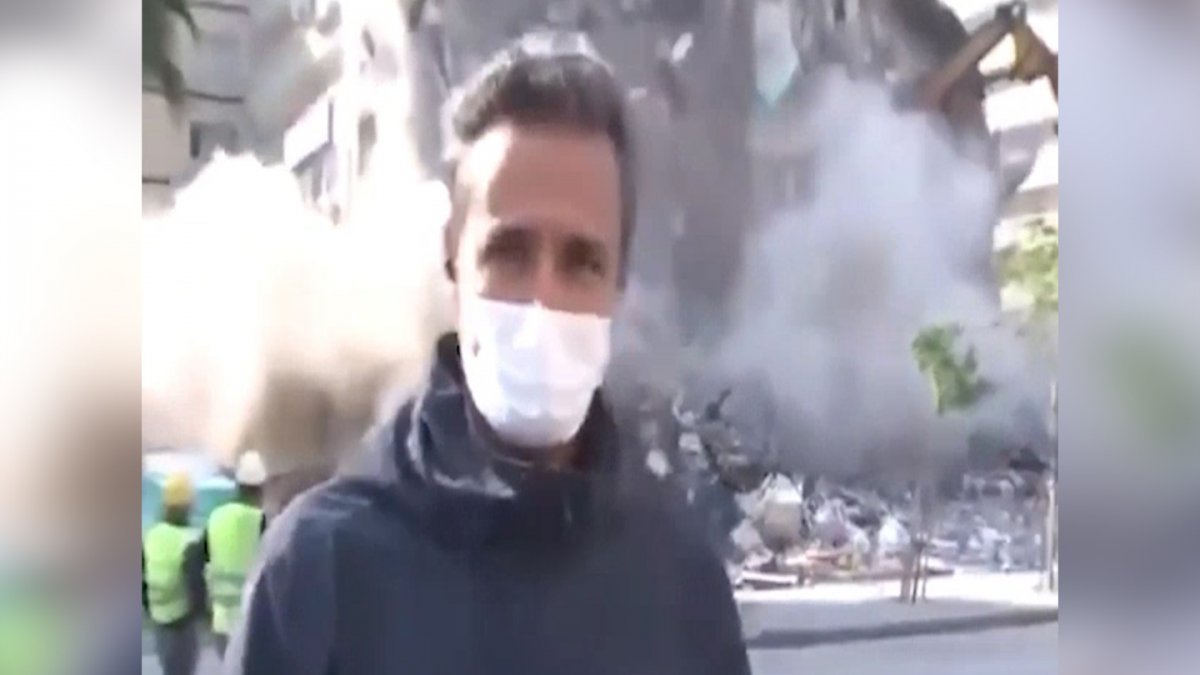 Büyük gürültüyle çöktü, NTV muhabiri şoke oldu