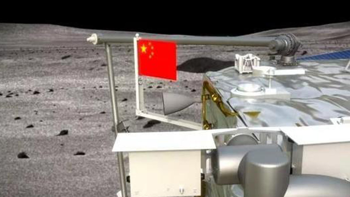 Chang'e 5, Ay'a Çin bayrağı dikti