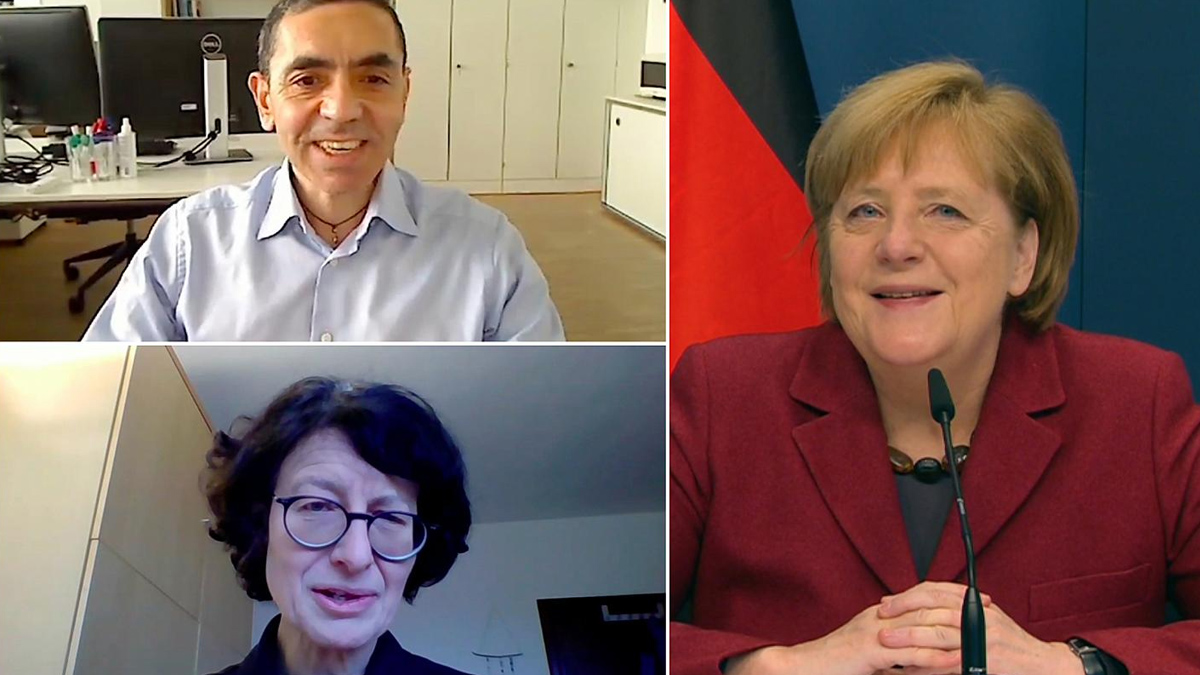 Merkel, Uğur Şahin ve Özlem Türeci ile görüştü