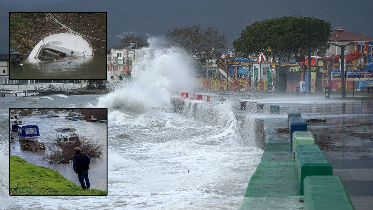 Dalgalar metreleri aştı, balıkçı tekneleri battı!