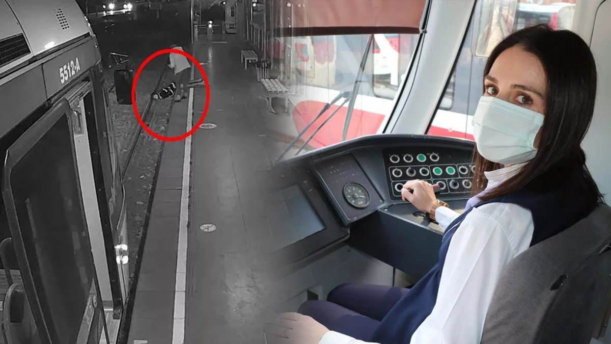 Makinistin dikkati sayesinde raylara düşen kadın ezilmekten son anda kurtuldu