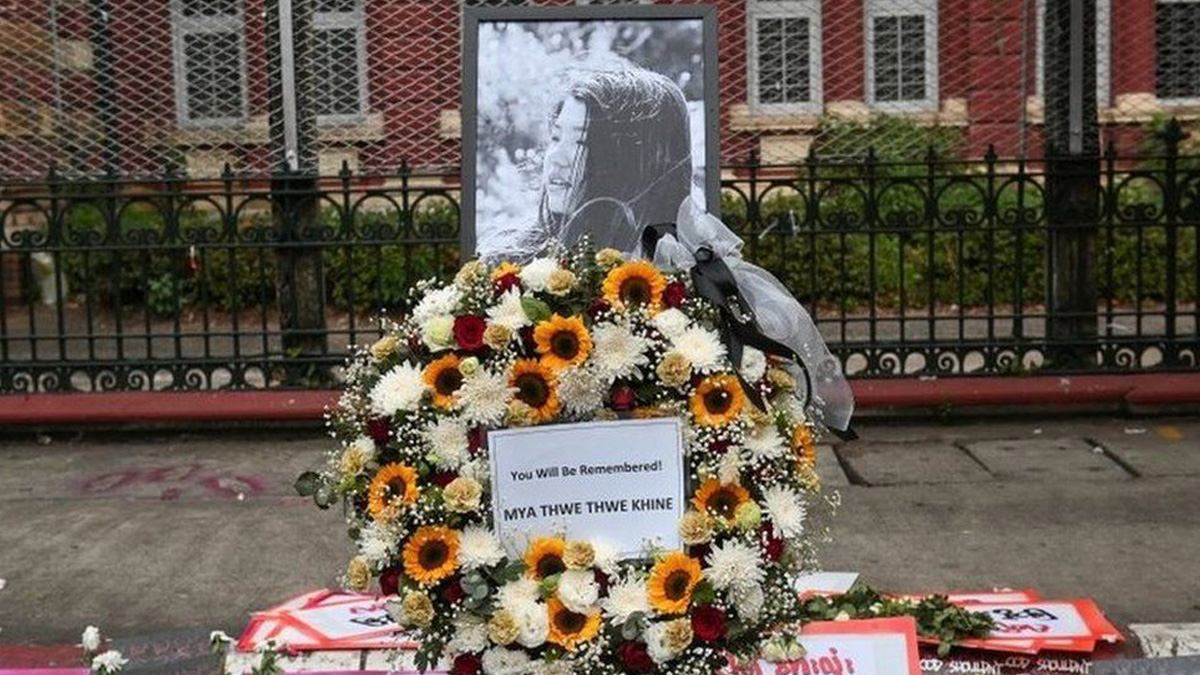 Myanmar'da öldürülen protestocu anıldı