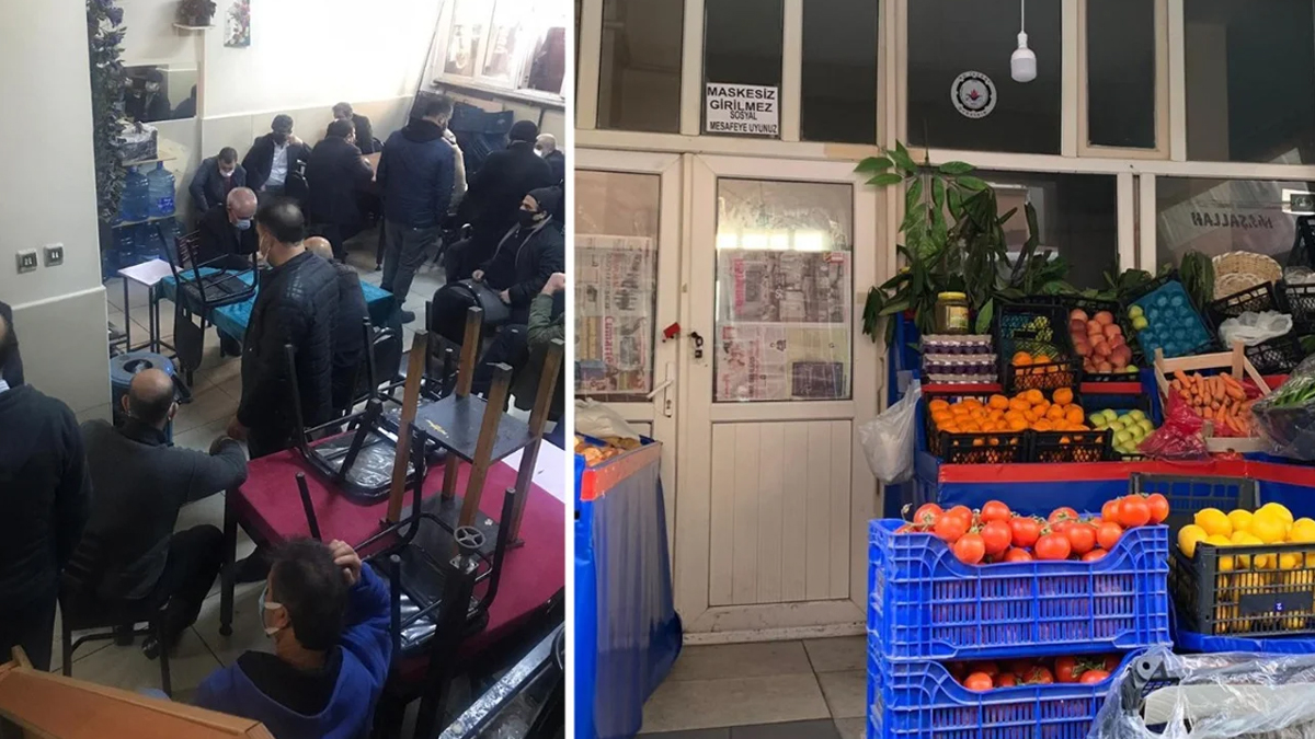 Manav görünümlü kıraathaneye baskın