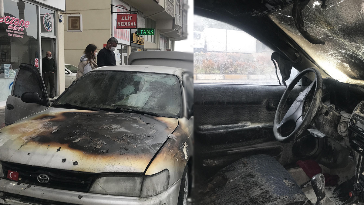 Park halindeki araç alev aldı: İki kişi son anda kurtuldu