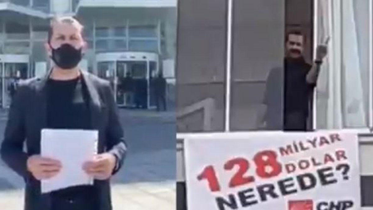 Evine astığı '128 milyar dolar nerede?' pankartı indirildi