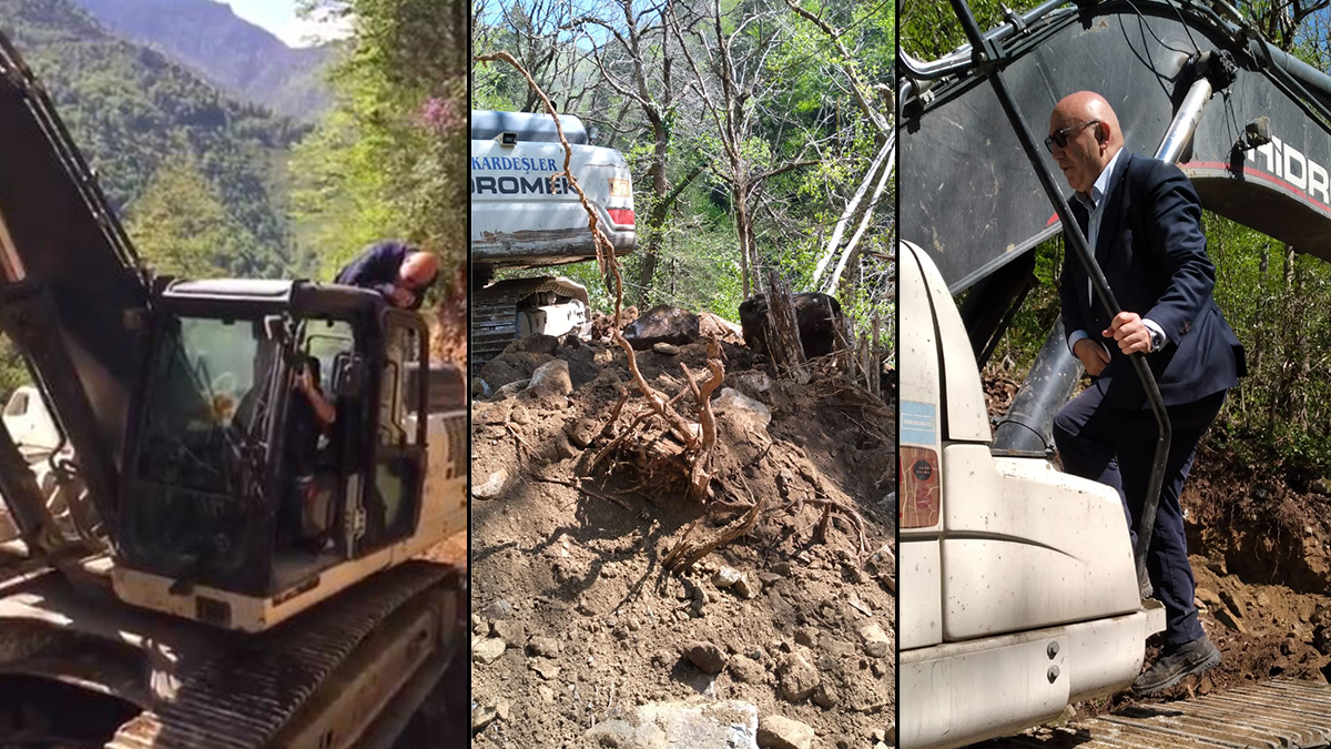 CHP'li Tanal'dan İkizdere prostestolarına destek: İş makinesinin üzerine çıktı