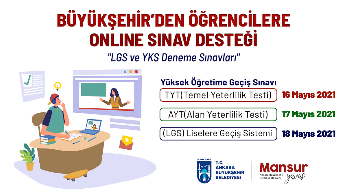 Ankara Büyükşehir Belediyesi öğrencilere online sınav desteği