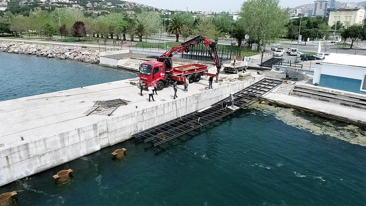 Kartal'da Dragos Su Sporları İskelesi’nde açılış için hazırlıklar yapılıyor