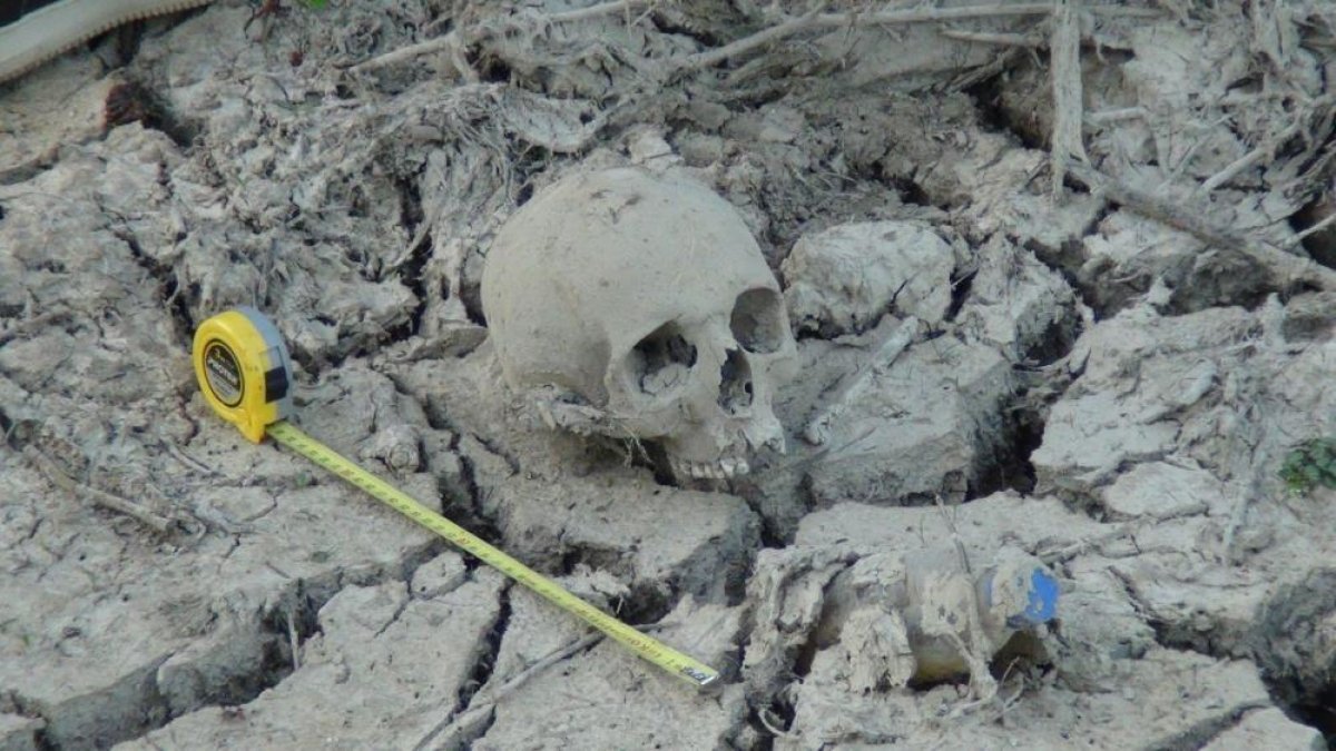 Görüntüler Antalya'dan: Kanala dökülen balçıktan kafatası çıktı