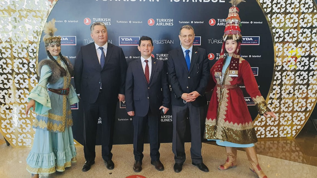 THY, Türkistan'da törenle karşılandı