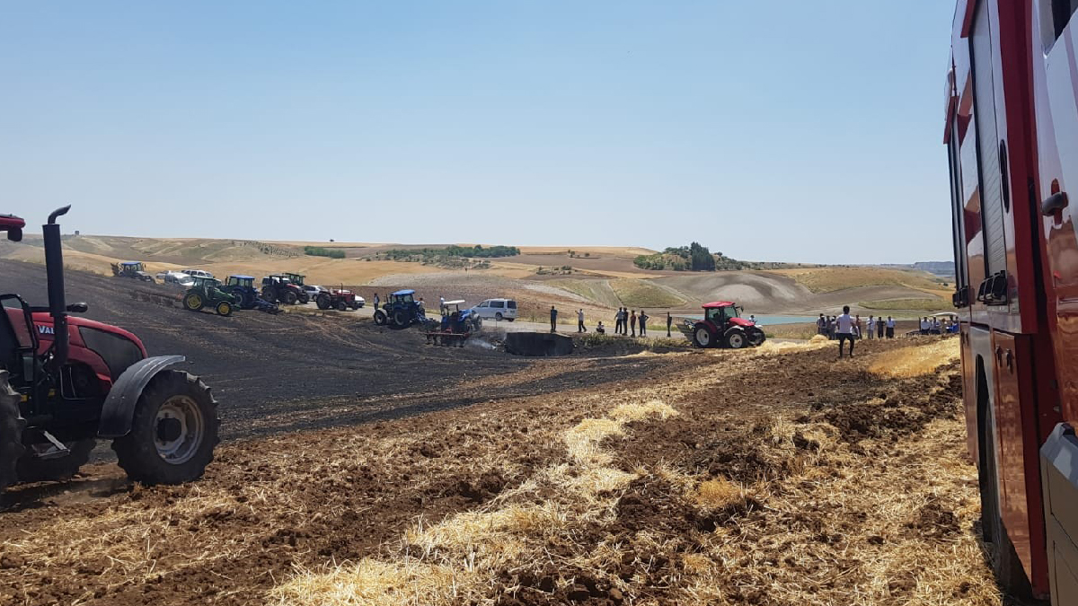 Tarlada çıkan yangında 15 dönüm arpa kül oldu