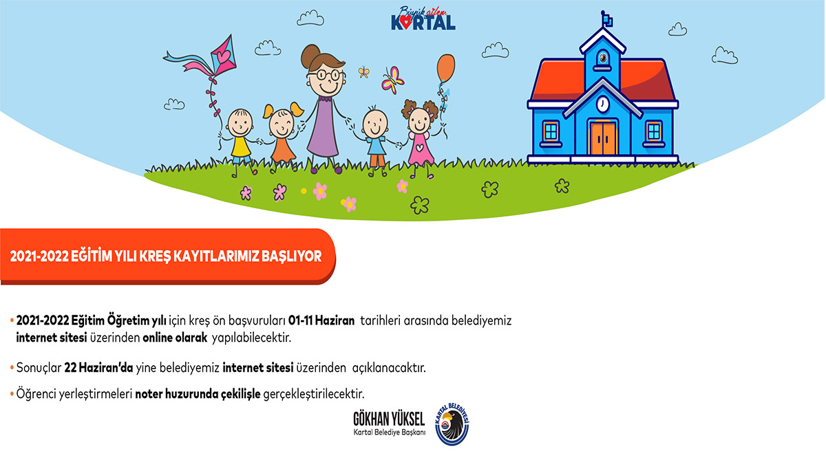 Kartal Belediyesi kreşlerinde 2021-2022 eğitim-öğretim yılı için ön kayıtlar başlıyor