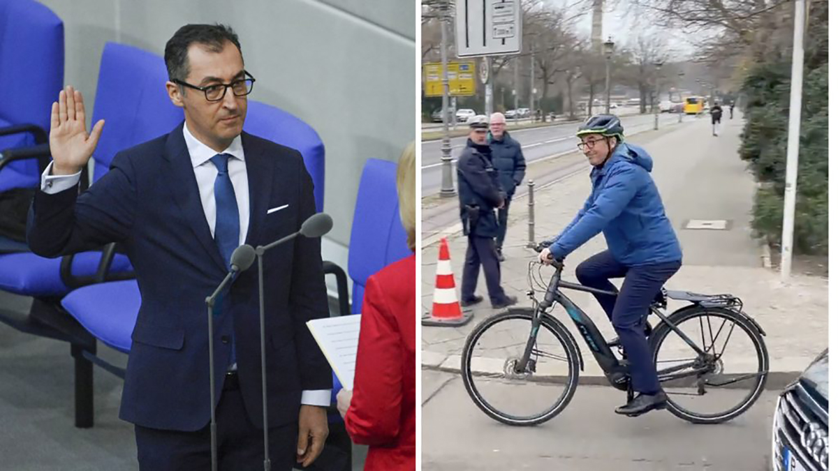 Cem Özdemir bakanlık mazbatasını almaya bisikletle gitti