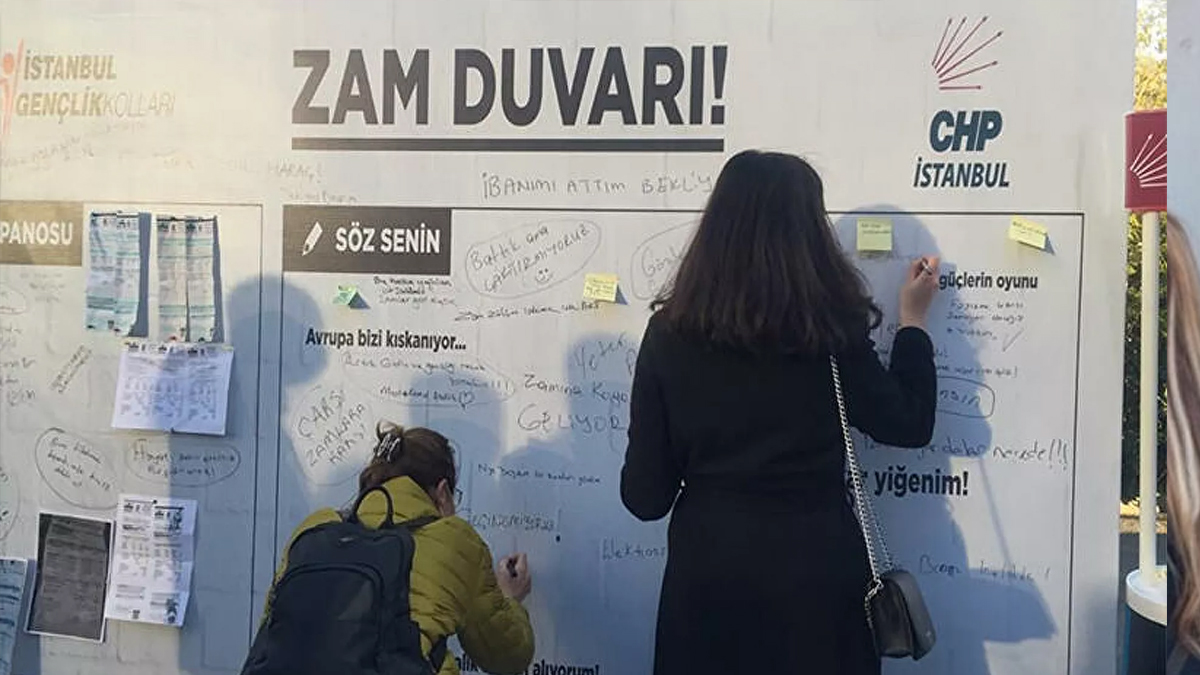 CHP, İstanbul meydanlarında 'zam duvarı' açtı