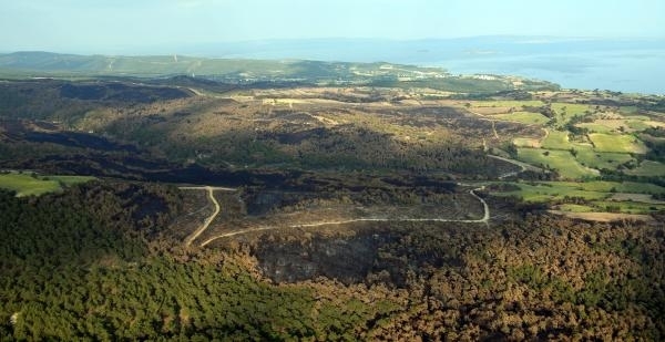 Keşan’daki orman yangınında oluşan tahribat havadan görüntülendi