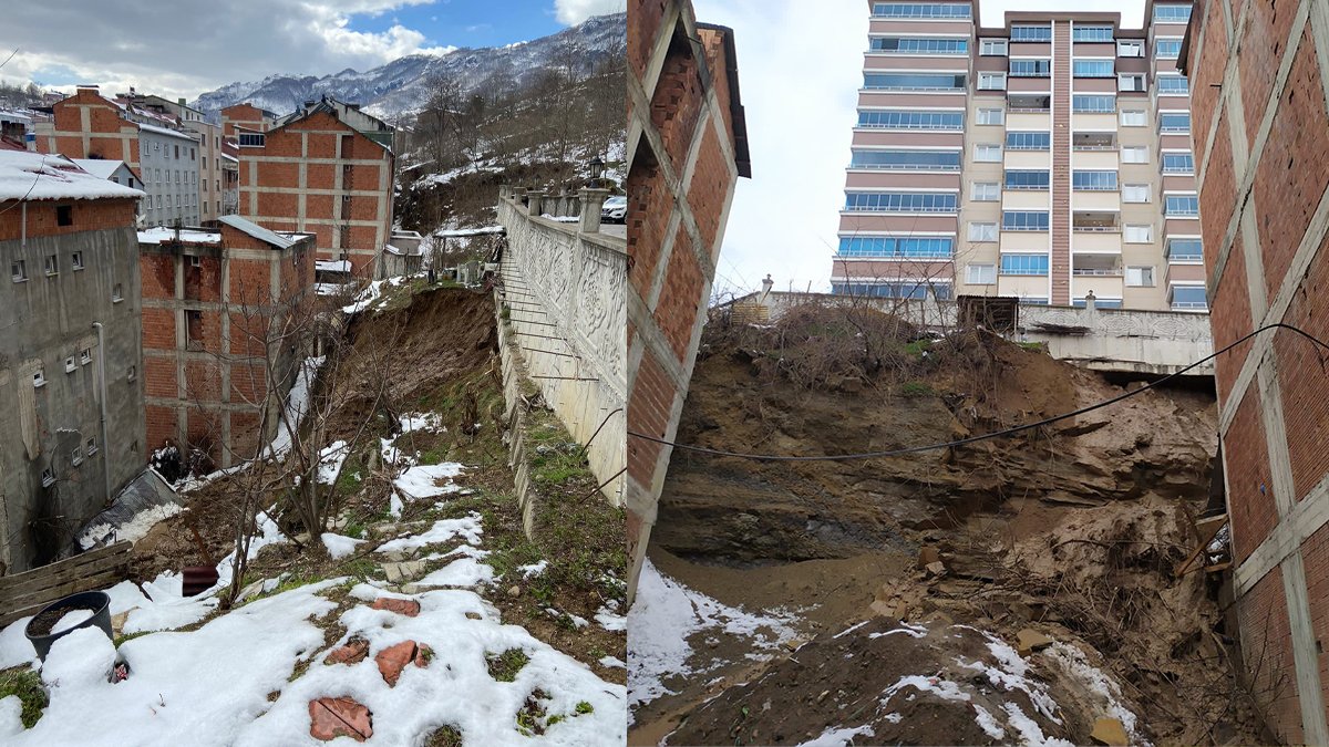 Ordu'da heyelan nedeniyle ev ile iş yeri zarar gördü