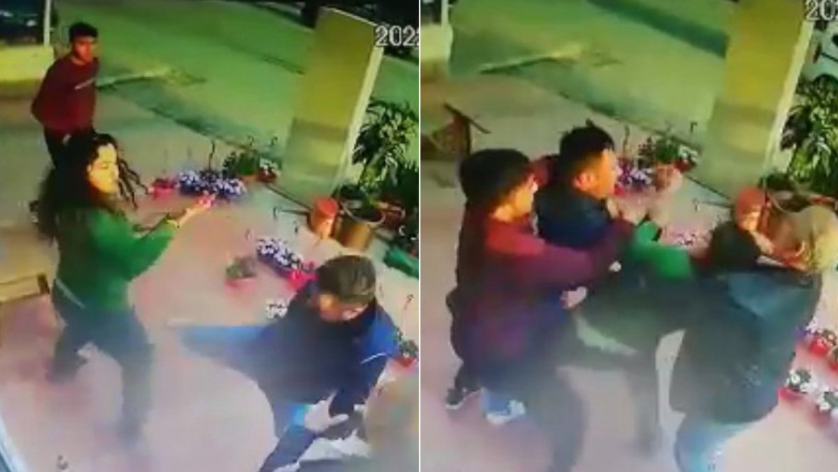 Antalya'da evli çiftin kameralara yansıyan kavgası pes dedirtti