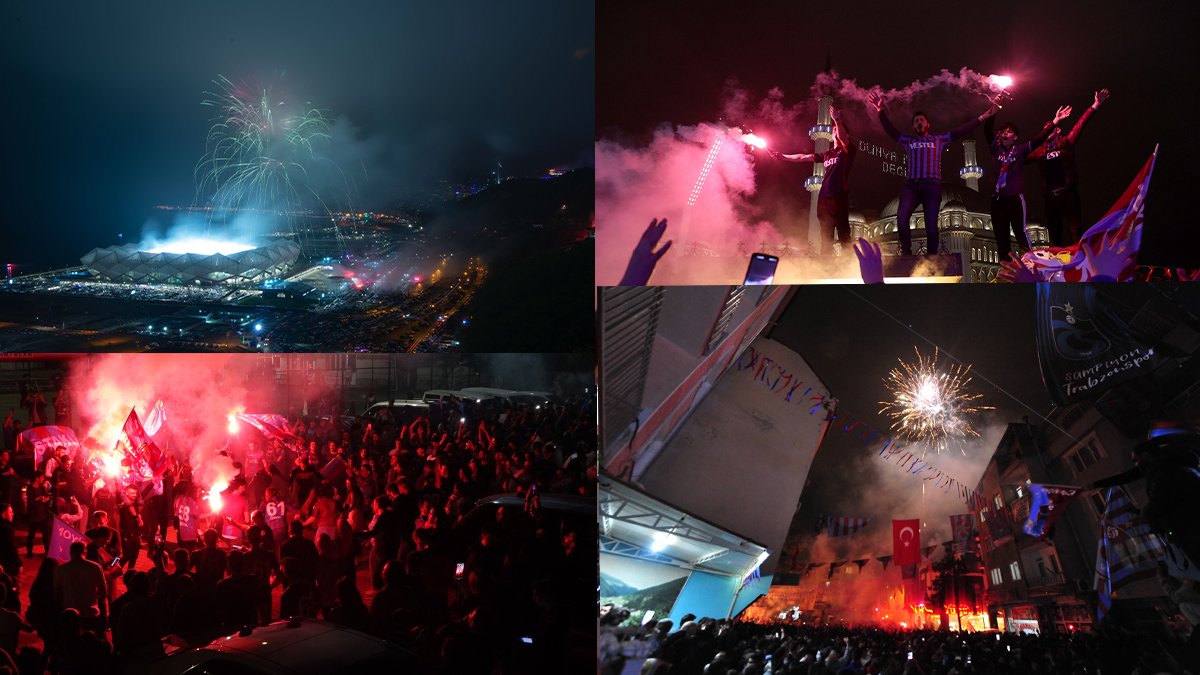 Trabzonspor taraftarı şampiyonluğu kutluyor