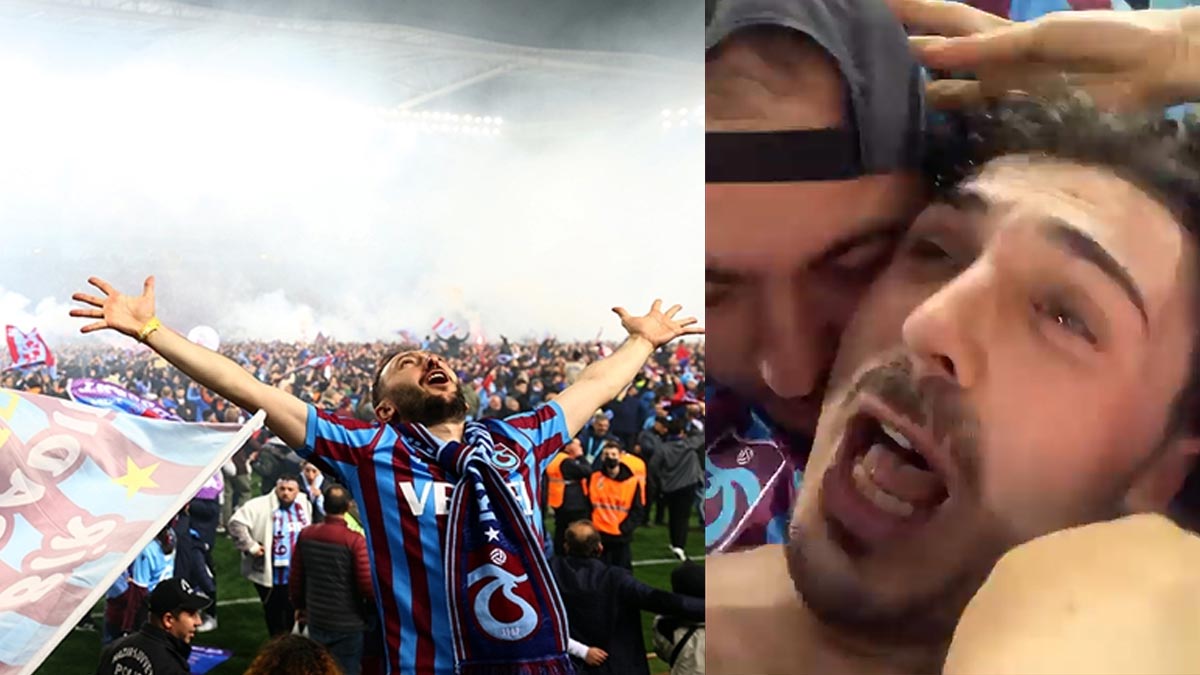 Taraftarın şampiyonluk sevinci bordo-mavili oyuncuyu öldürüyordu