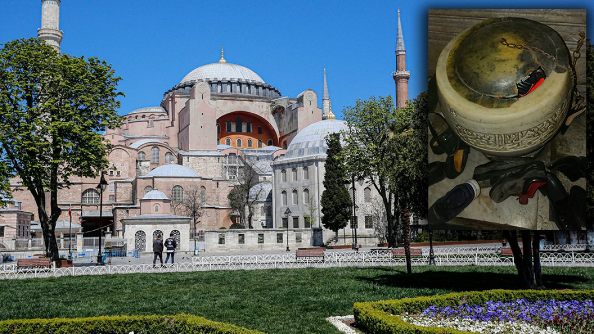 Ayasofya Camii'nde bir skandal daha: Tarihi su haznesi ayakkabılık oldu