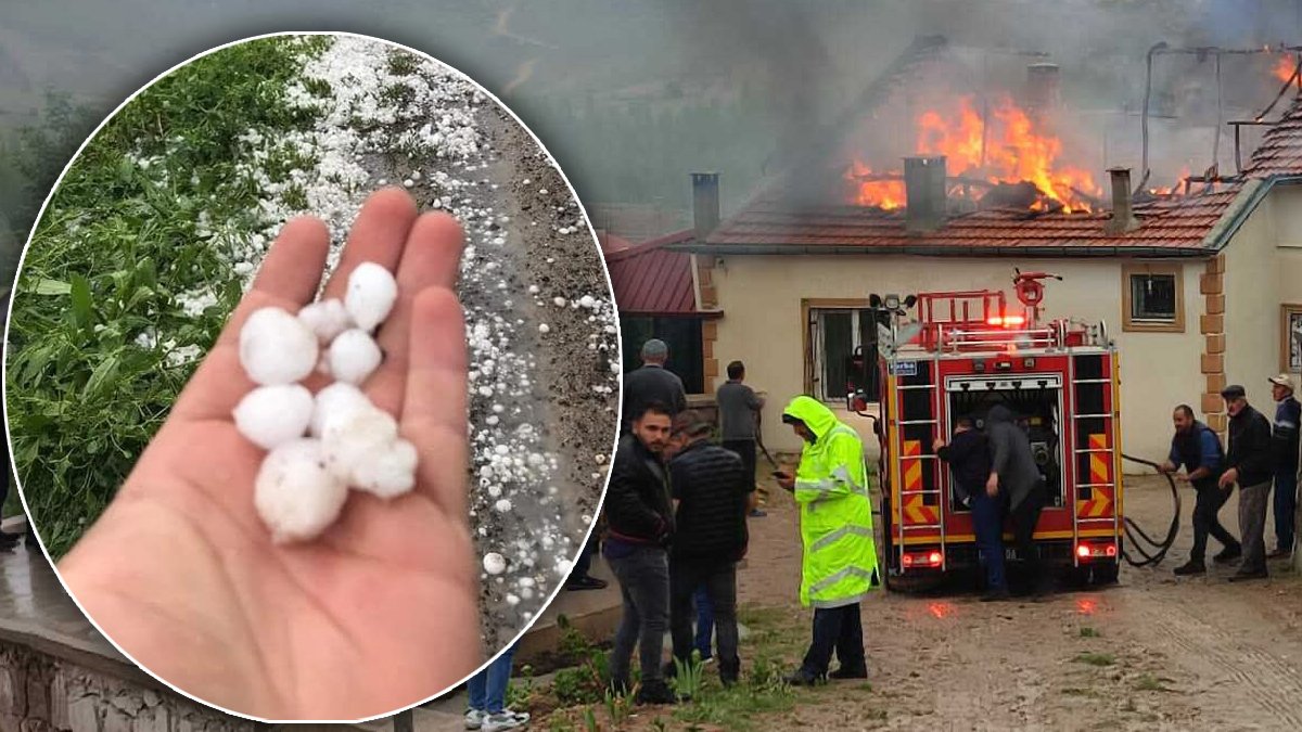 Aksaray'da dolu kabusu: Tarlaları su bastı, bir eve yıldırım düştü