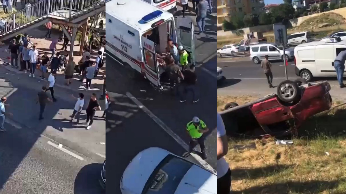 Büyükçekmece'de kaza: Otomobil, otobüs durağına girdi