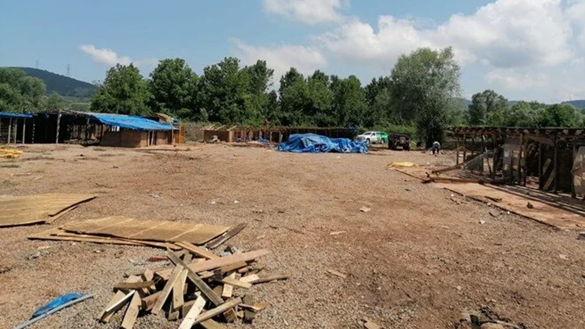 Bartın'da selde 56 köpeğin öldüğü ruhsatsız barınak yıkıldı