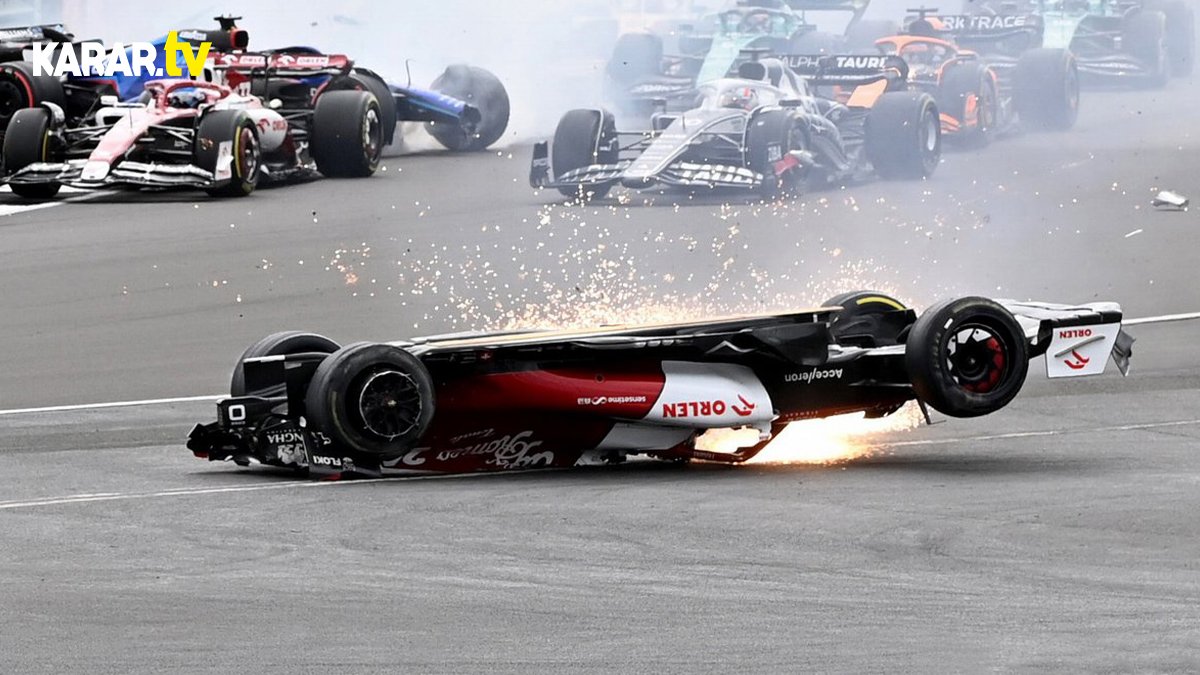 Formula 1'de büyük kaza! Çinli pilot takla attı, ortalık karıştı