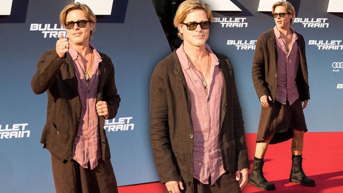 Brad Pitt, yeni filminin galasında bakın ne giydi! Görenler şaştı kaldı