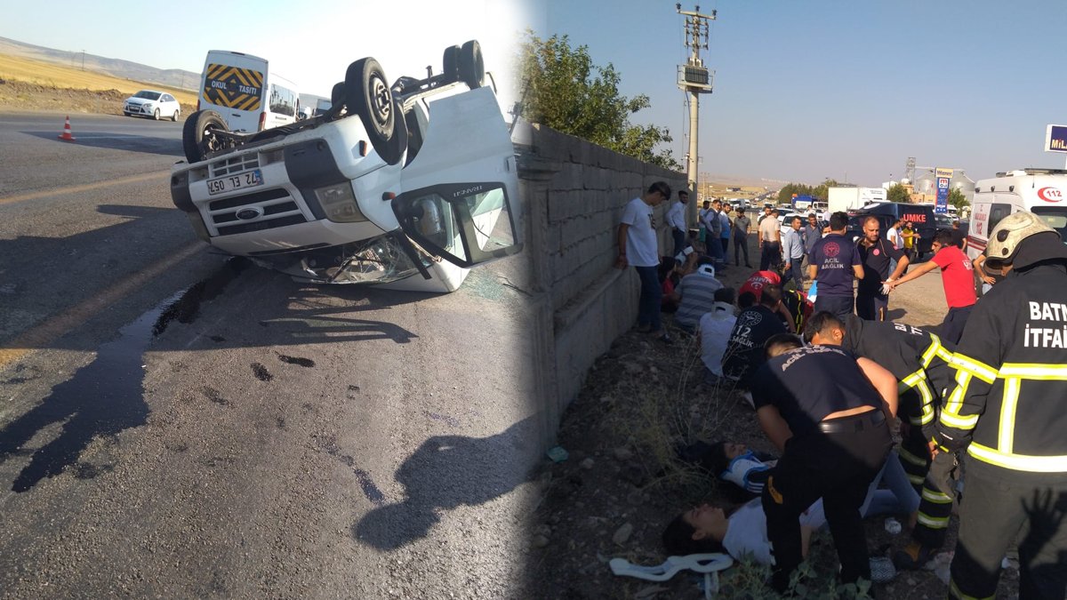 Batman'da işçi servisi devrildi: 11 yaralı