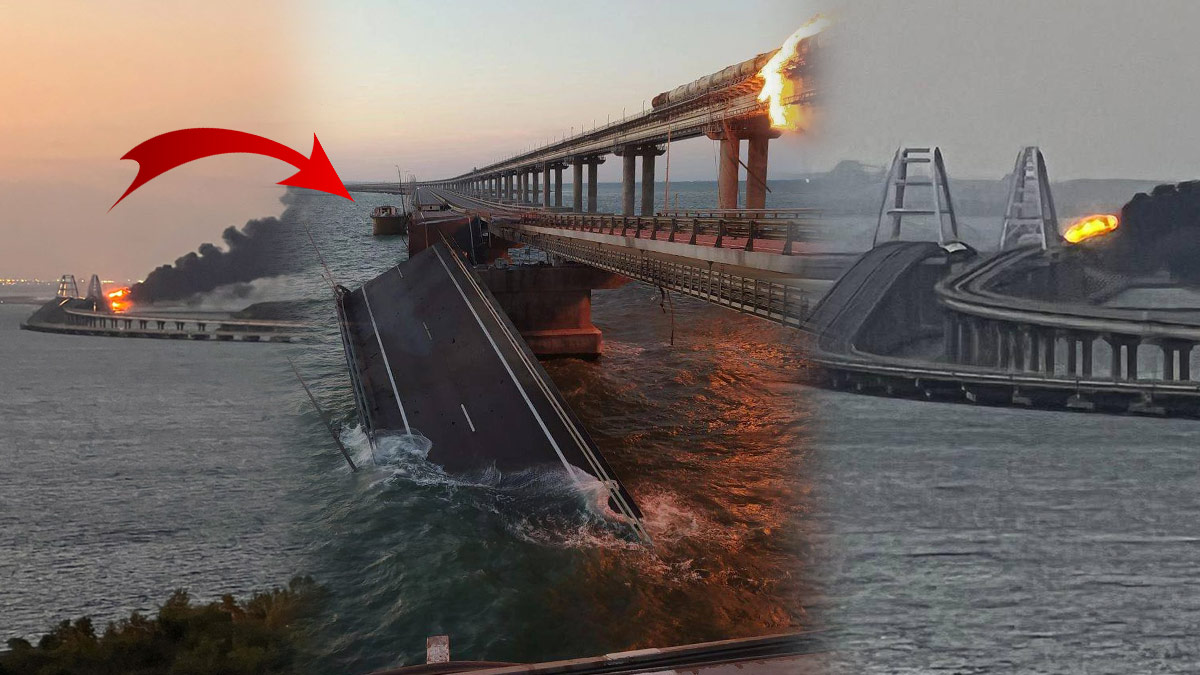 Kerç Köprüsü'ne saldırı kamerada: Putin'in mega projesi denize gömüldü