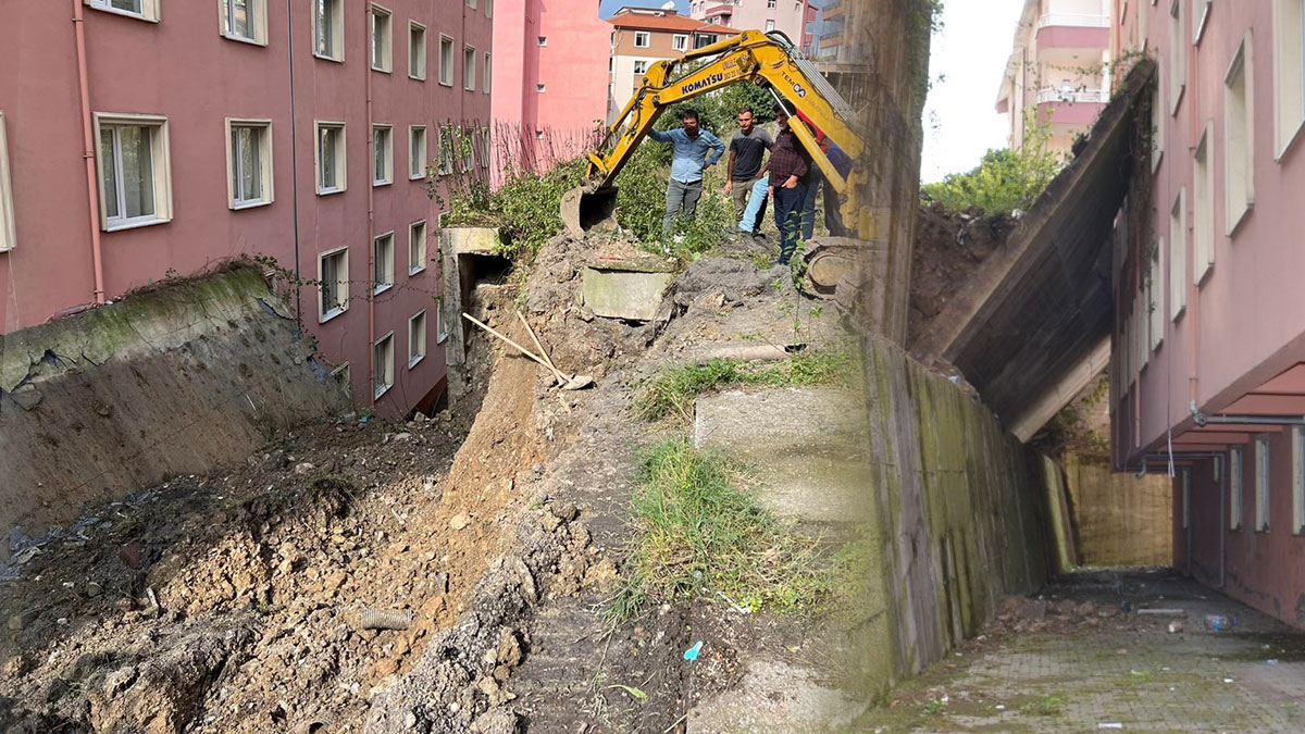 Üstüne istinat duvarı devrilen apartman boşaltıldı